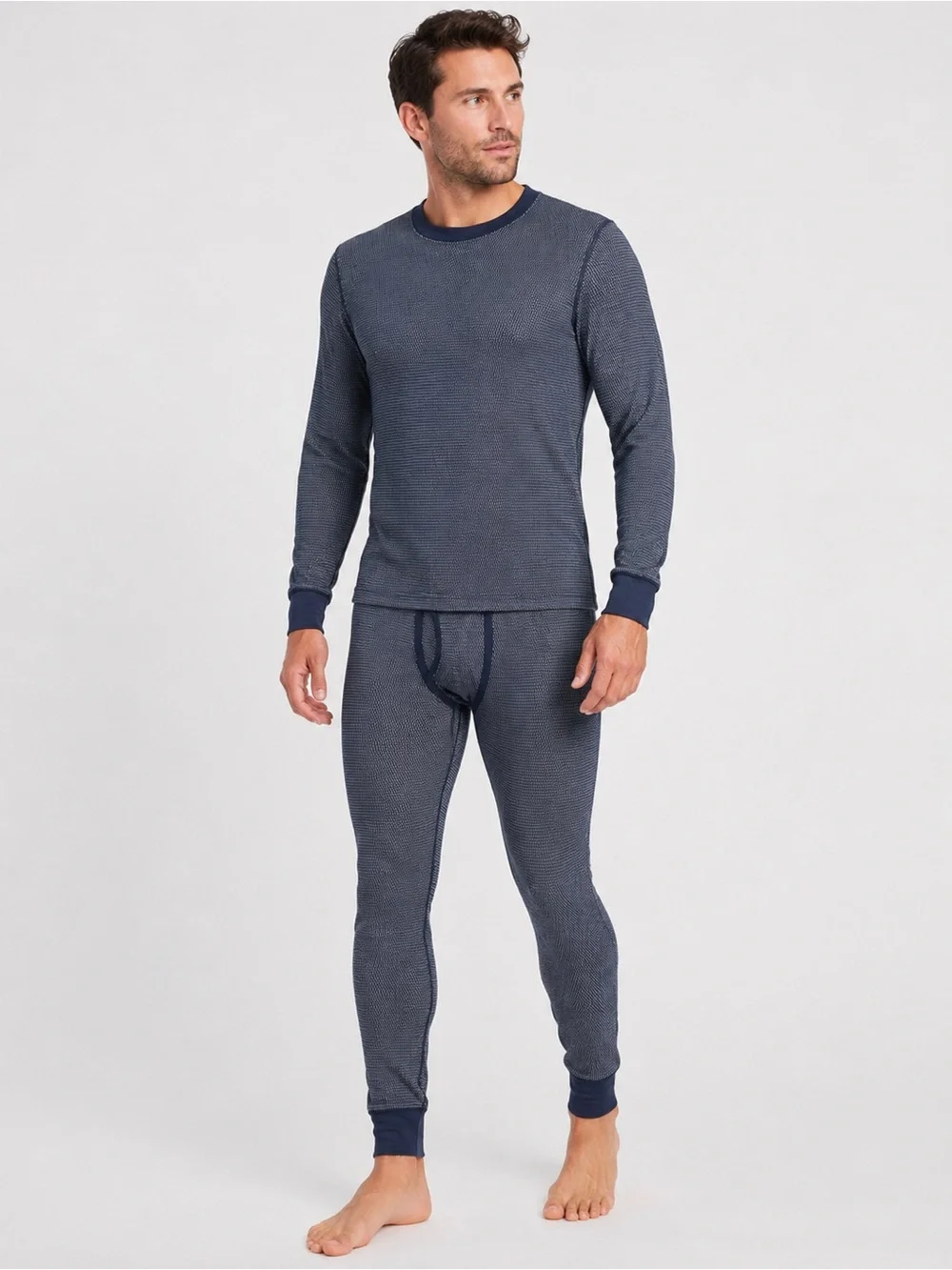 Magellan Outdoors Thermal Base Layer Set Mens M Blue Gray Waffle Knit Pants
